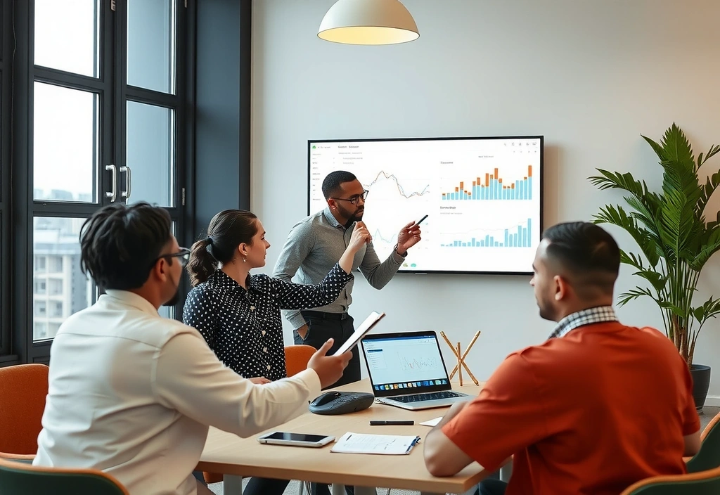 Tým promonest v moderní kanceláři