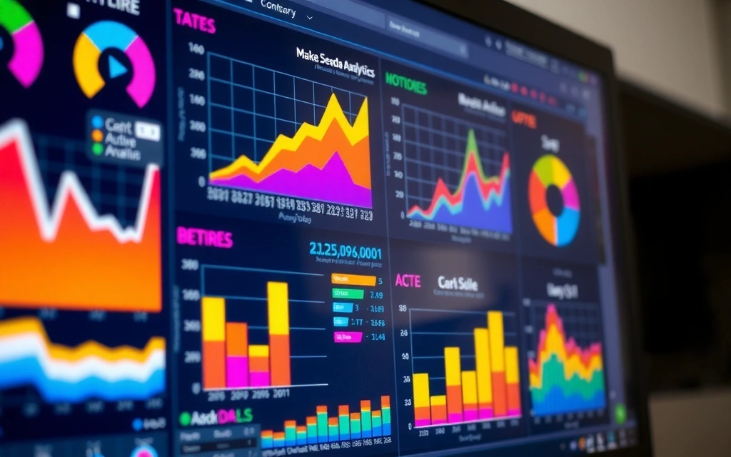 Digitální analytické grafy a tabulky na obrazovce