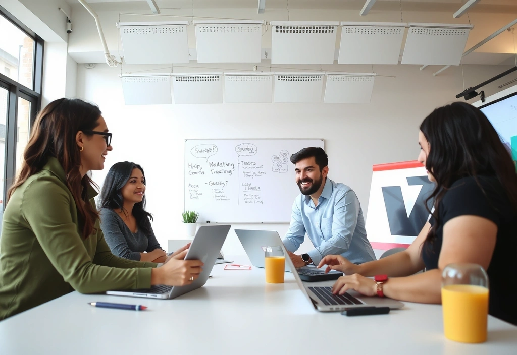 Tým promonest pracuje v moderním kancelářském prostředí, symbolizujícím spolupráci a inovaci